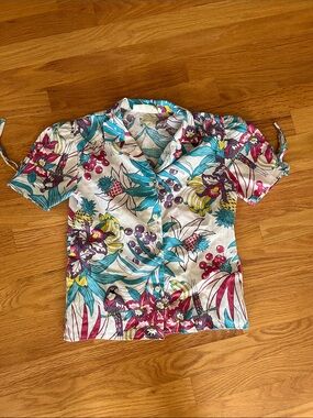 Vintage LA chic California tropical Button-Up Shirt girls size 10